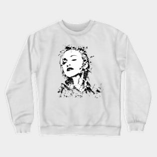 Madonna Portrait Watercolor Splatter BW Crewneck Sweatshirt